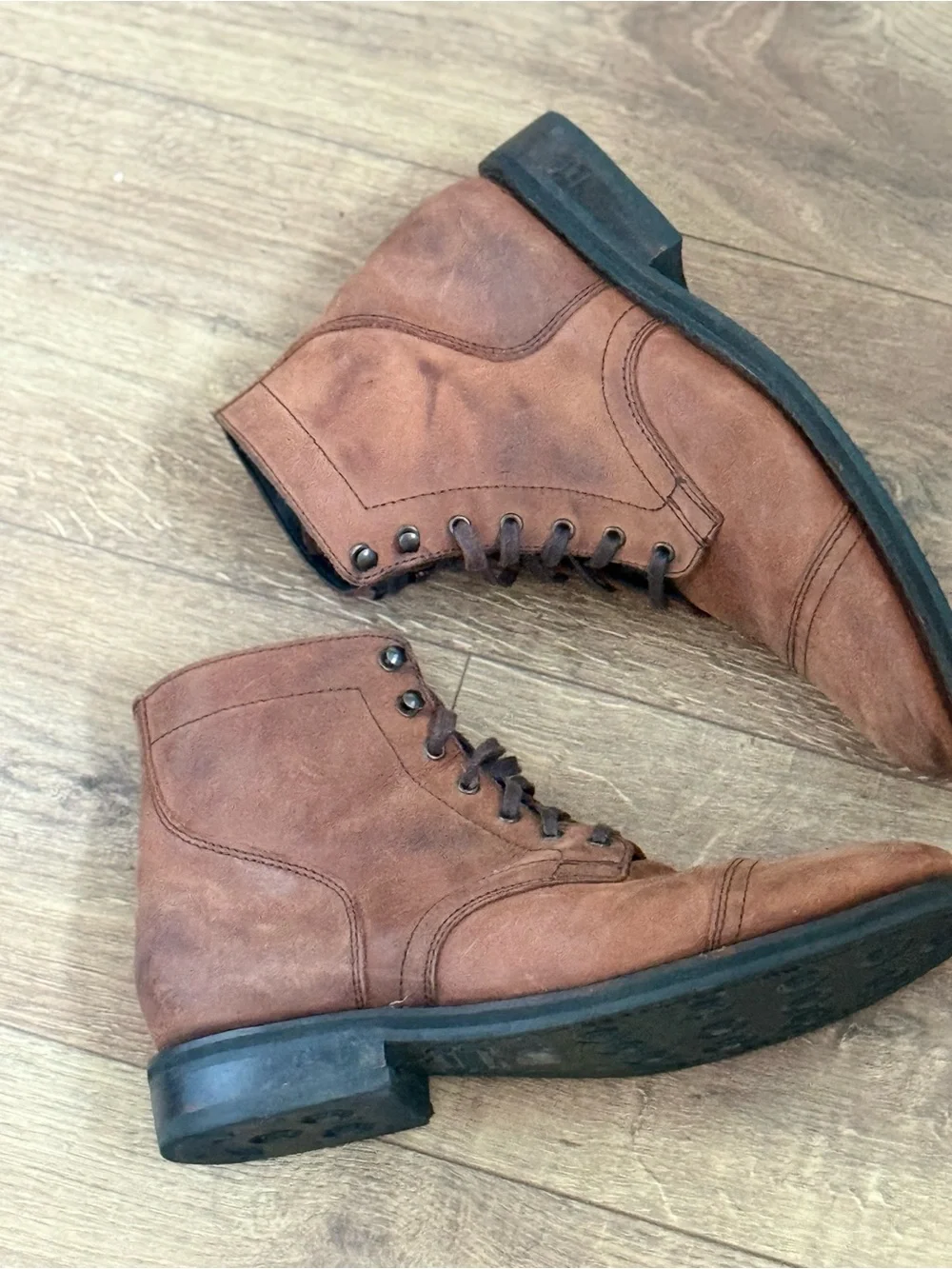 Thursday Captain Boots Men 10.5 Terracotta Brown Leather Cap Toe Lace Up